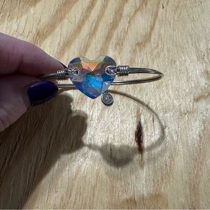 Luca + Danni iridescent heart silver bracelet.
